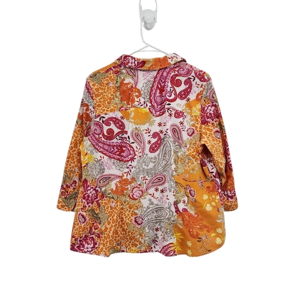 Chico's Women's 100% Cotton Paisley No Iron Button Down Shirt - Picture 8 of 8